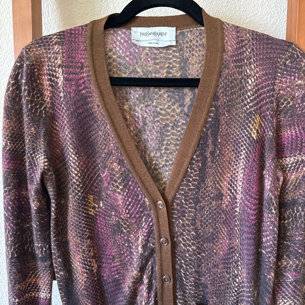 YSL PYTHON cashmere silk button front cardigan sw… - image 2